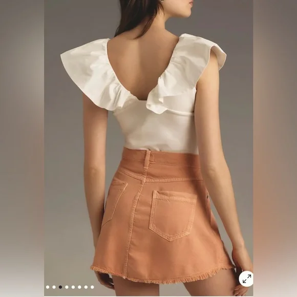 Pilcro Pleated Micro Denim Skirt in Orange Size 12 NWT - Picture 4 of 12